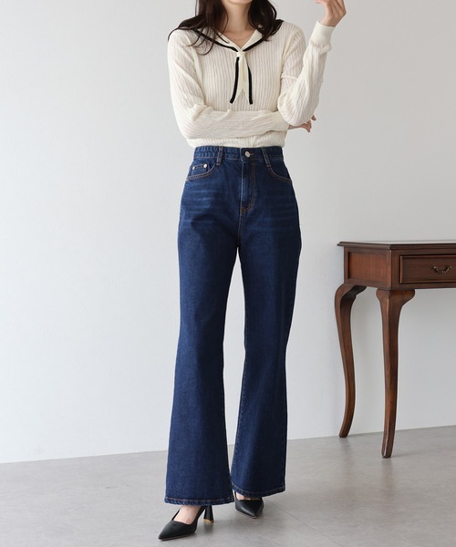 BLUEEAST(ブルーイースト)の「ハートポケットフレアデニムパンツ(デニムパンツ・レディース・ネイビー・MEDIUM/LARGE)」の12枚目の写真