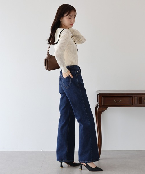 ブルーイースト（BLUEEAST）/ハートポケットフレアデニムパンツ セール】ハートポケットフレアデニムパンツ（デニムパンツ）｜BLUEEAST
