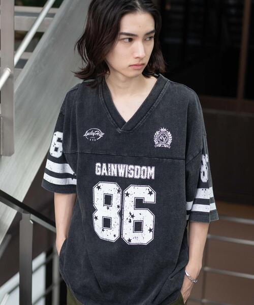 WEGO(ウィゴー)の「WEGO/パウダーブリーチホッケーT(Tシャツ/カットソー・メンズ・レッド/ブラック・MEDIUM/LARGE)」の1枚目の写真