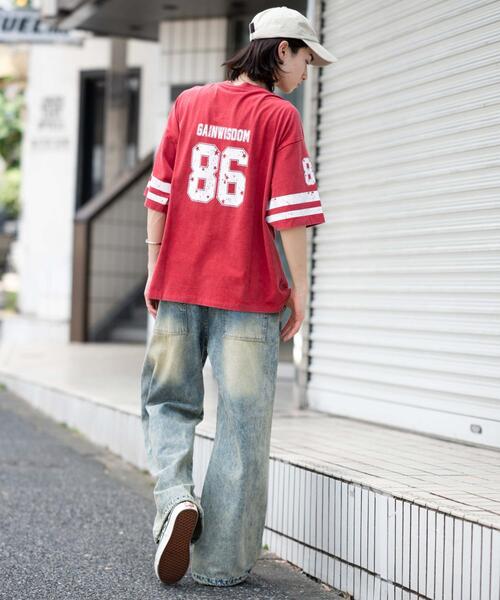 WEGO(ウィゴー)の「WEGO/パウダーブリーチホッケーT(Tシャツ/カットソー・メンズ・レッド/ブラック・MEDIUM/LARGE)」の4枚目の写真