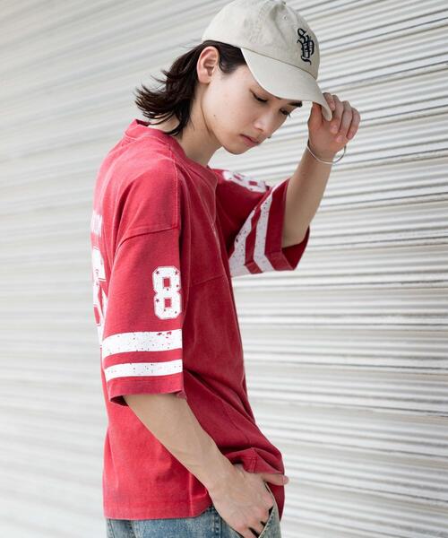 WEGO(ウィゴー)の「WEGO/パウダーブリーチホッケーT(Tシャツ/カットソー・メンズ・レッド/ブラック・MEDIUM/LARGE)」の14枚目の写真