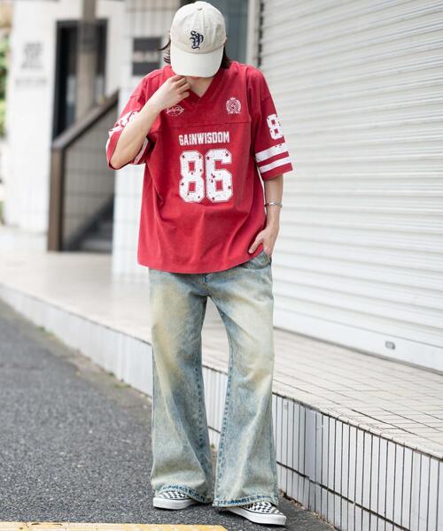 WEGO(ウィゴー)の「WEGO/パウダーブリーチホッケーT(Tシャツ/カットソー・メンズ・レッド/ブラック・MEDIUM/LARGE)」の16枚目の写真