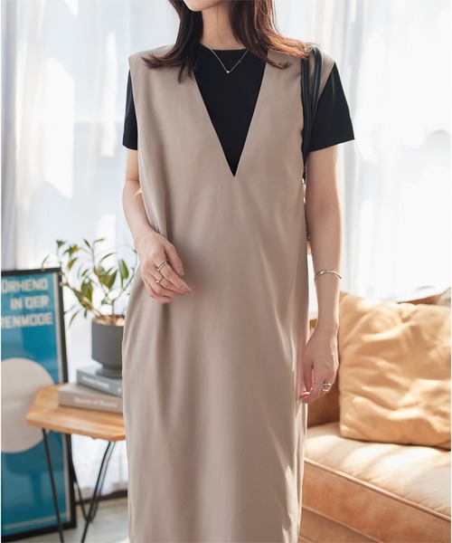 ワンピース Ｖネック ゆったり レッド＊ブラック ボヘミア 楽天市場】今だけ☆3960円！前後2wayキャミワンピース(hi287844