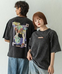休日少女スノーウォッシュ加工プリントTシャツ