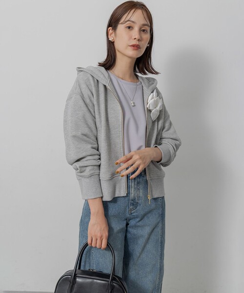 組曲(クミキョク)の「ロゴ刺繍入り裏毛パーカー(パーカー・レディース・ブラック系/ライトグレー系・6/7/5)」の10枚目の写真