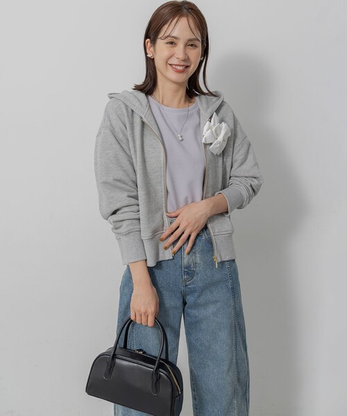 組曲(クミキョク)の「ロゴ刺繍入り裏毛パーカー(パーカー・レディース・ブラック系/ライトグレー系・6/7/5)」の11枚目の写真