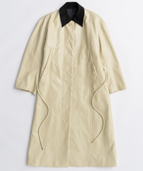 MAISON SPECIAL（メゾンスペシャル）の「Vegan Leather  Balmacaan Coat/ヴィーガンレザーステンカラーコート（ステンカラーコート・レディース・ダークブラウン/ボルドー/ライトイエロー・FREE）」の13枚目の写真