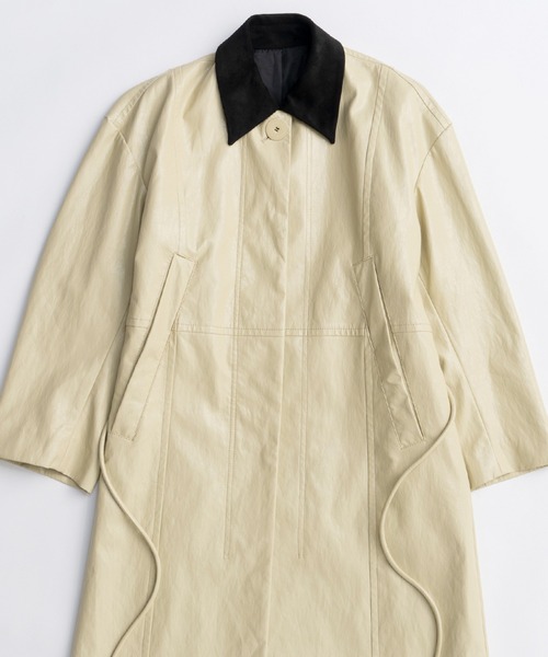 MAISON SPECIAL（メゾンスペシャル）の「Vegan Leather  Balmacaan Coat/ヴィーガンレザーステンカラーコート（ステンカラーコート・レディース・ダークブラウン/ボルドー/ライトイエロー・FREE）」の14枚目の写真