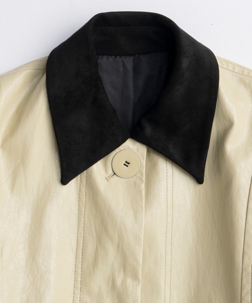 MAISON SPECIAL（メゾンスペシャル）の「Vegan Leather  Balmacaan Coat/ヴィーガンレザーステンカラーコート（ステンカラーコート・レディース・ダークブラウン/ボルドー/ライトイエロー・FREE）」の15枚目の写真