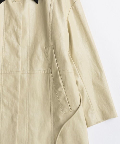 MAISON SPECIAL（メゾンスペシャル）の「Vegan Leather  Balmacaan Coat/ヴィーガンレザーステンカラーコート（ステンカラーコート・レディース・ダークブラウン/ボルドー/ライトイエロー・FREE）」の16枚目の写真