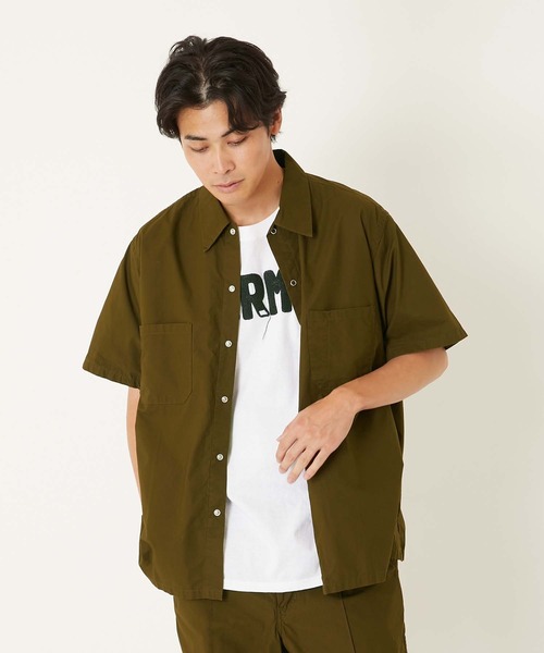 BLUE BLUE(ブルーブルー)の「タイプライター ショートスリーブ スナップワークシャツ(シャツ/ブラウス・メンズ・オリーブ/ネイビー・XL/L/M/S)」の11枚目の写真