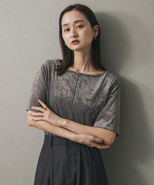 SENSE OF PLACE by URBAN RESEARCH(センスオブプレイスバイアーバンリサーチ)の「シアーベロアTシャツ(半袖)(Tシャツ/カットソー・レディース・グレー/モカ/ネイビー・ONE)」の18枚目の写真