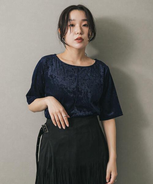 SENSE OF PLACE by URBAN RESEARCH(センスオブプレイスバイアーバンリサーチ)の「シアーベロアTシャツ(半袖)(Tシャツ/カットソー・レディース・グレー/モカ/ネイビー・ONE)」の15枚目の写真