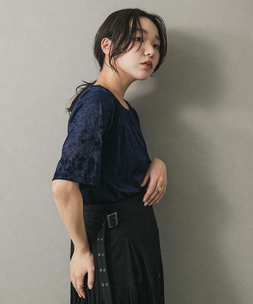 SENSE OF PLACE by URBAN RESEARCH(センスオブプレイスバイアーバンリサーチ)の「シアーベロアTシャツ(半袖)(Tシャツ/カットソー・レディース・グレー/モカ/ネイビー・ONE)」の14枚目の写真