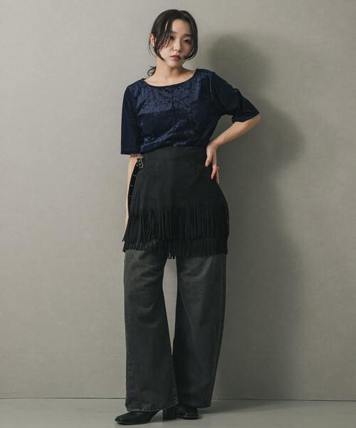 SENSE OF PLACE by URBAN RESEARCH(センスオブプレイスバイアーバンリサーチ)の「シアーベロアTシャツ(半袖)(Tシャツ/カットソー・レディース・グレー/モカ/ネイビー・ONE)」の12枚目の写真