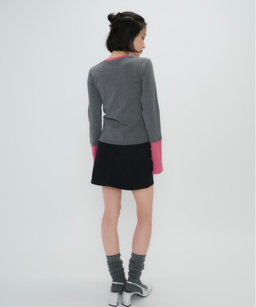 Enewd nina（エニュードニーナ）の「ZOZO限定 大人気 ハーフボタン レイヤード風 ロングTシャツ トレンド  グレー×ピンク　カラー【今期新発売】（Tシャツ/カットソー・レディース・ピンク・FREE）」の17枚目の写真