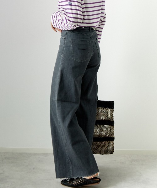 セール】[YANUK/ヤヌーク] ハイウエスト ワイドフレアデニム（リアリー