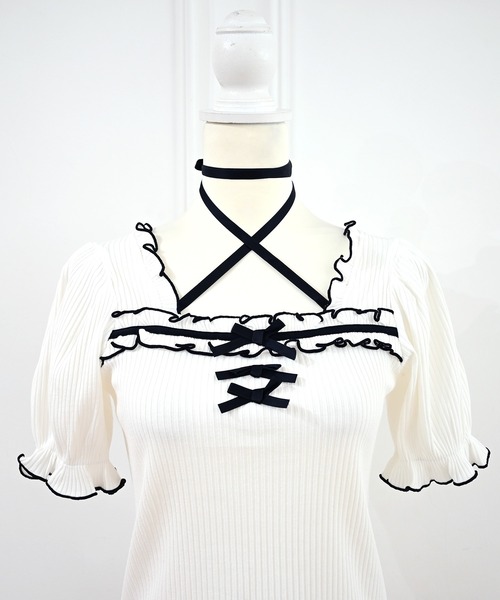 MA*RS（アメーバーマーズ）の「フリルリボンテレコトップス（Tシャツ/カットソー・レディース・ブラック/ピンク/ホワイト/ブラック×ブラック/グレー/ピンク系その他/ホワイト×ホワイト・FREE）」の19枚目の写真