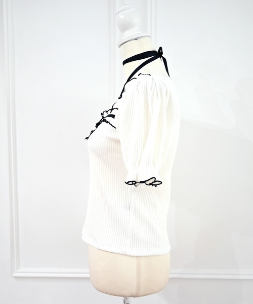 MA*RS（アメーバーマーズ）の「フリルリボンテレコトップス（Tシャツ/カットソー・レディース・ブラック/ピンク/ホワイト/ブラック×ブラック/グレー/ピンク系その他/ホワイト×ホワイト・FREE）」の20枚目の写真