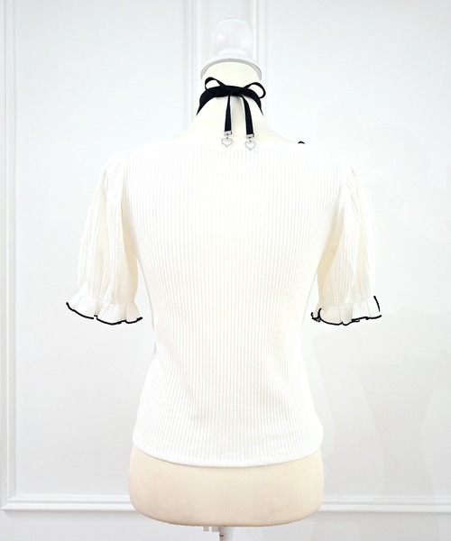 MA*RS（アメーバーマーズ）の「フリルリボンテレコトップス（Tシャツ/カットソー・レディース・ブラック/ピンク/ホワイト/ブラック×ブラック/グレー/ピンク系その他/ホワイト×ホワイト・FREE）」の21枚目の写真