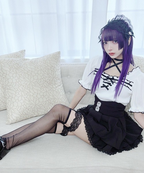 MA*RS（アメーバーマーズ）の「フリルリボンテレコトップス（Tシャツ/カットソー・レディース・ブラック/ピンク/ホワイト/ブラック×ブラック/グレー/ピンク系その他/ホワイト×ホワイト・FREE）」の10枚目の写真