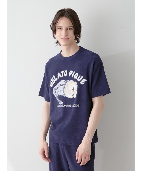 gelato pique（ジェラートピケ）の「【HOMME】sleeping cat ジャガードプルオーバー（ルームウェア/パジャマ・メンズ・ミント/ネイビー/ライトグレー・M/L）」の5枚目の写真