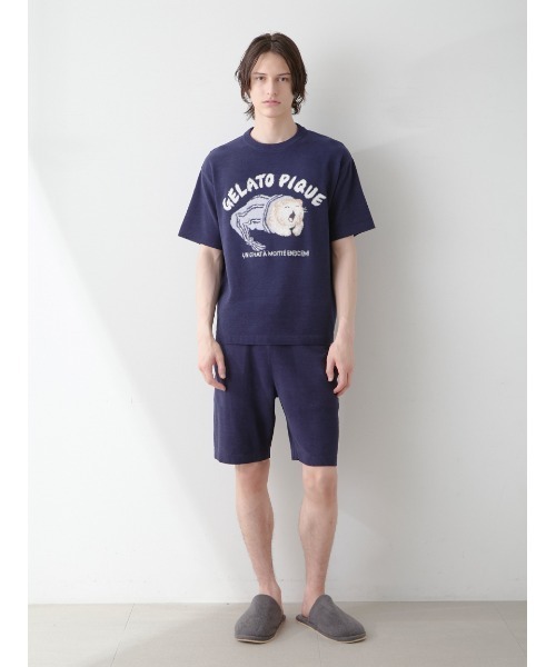 gelato pique（ジェラートピケ）の「【HOMME】sleeping cat ジャガードプルオーバー（ルームウェア/パジャマ・メンズ・ミント/ネイビー/ライトグレー・M/L）」の14枚目の写真