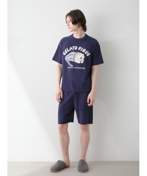 gelato pique（ジェラートピケ）の「【HOMME】sleeping cat ジャガードプルオーバー（ルームウェア/パジャマ・メンズ・ミント/ネイビー/ライトグレー・M/L）」の15枚目の写真