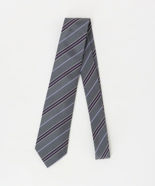 green label relaxing(グリーンレーベルリラクシング)の「GLR シルク③ 8.0cm ストライプ2 ネクタイ(ネクタイ・メンズ・ベージュ/ネイビー/ダークグレー・FREE)」の2枚目の写真