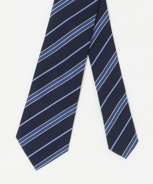 green label relaxing(グリーンレーベルリラクシング)の「GLR シルク③ 8.0cm ストライプ2 ネクタイ(ネクタイ・メンズ・ベージュ/ネイビー/ダークグレー・FREE)」の7枚目の写真