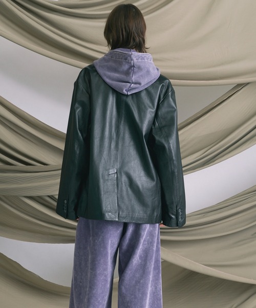 お値下げしました⭐イタリア製⭐AO シープレザーグラデーションジャケット UNISEX》Sheep Leather Peaked Lapel Semi-Double Tailored Jacket