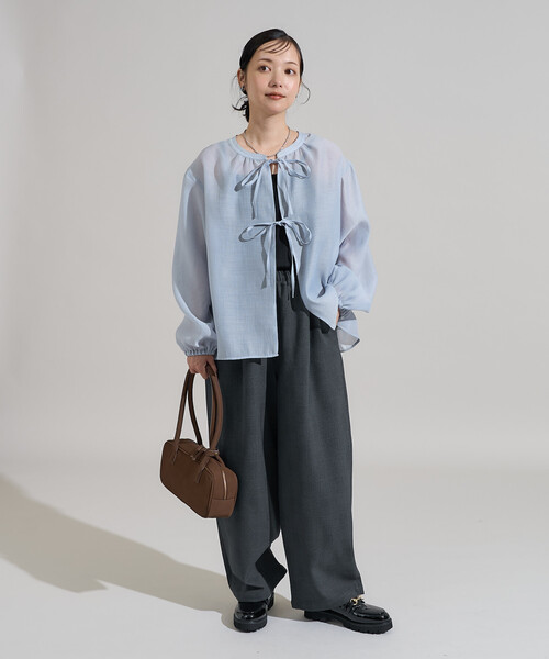 セール】パフ リボン 2WAYブラウス/シアーブラウス 限定展開（シャツ