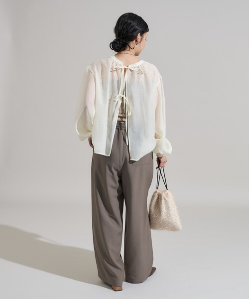 FREAK'S STORE(フリークスストア)の「パフ リボン 2WAYブラウス/シアーブラウス 限定展開(シャツ/ブラウス・レディース・オフホワイト/ブラック/サックスブルー・フリ-)」の14枚目の写真