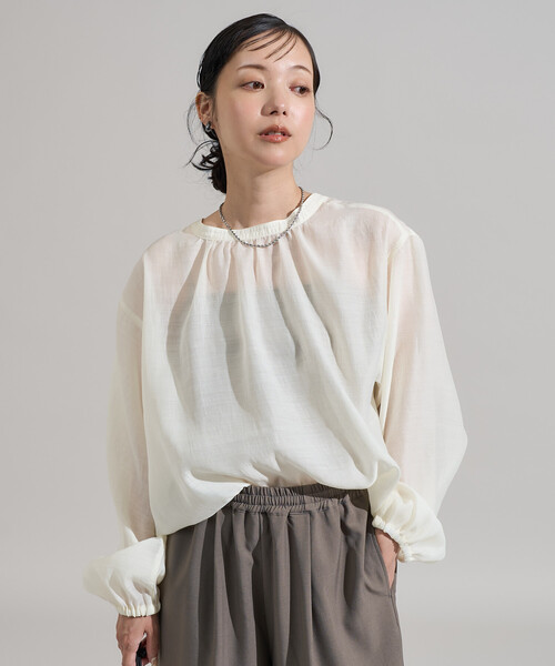 FREAK'S STORE(フリークスストア)の「パフ リボン 2WAYブラウス/シアーブラウス 限定展開(シャツ/ブラウス・レディース・オフホワイト/ブラック/サックスブルー・フリ-)」の15枚目の写真