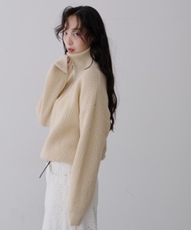 NUJOH（ヌゾ）の「Half-Zip Ribbed Knit Pullover /ハーフジップリブ ニット プルオーバー（ニット/セーター）」
