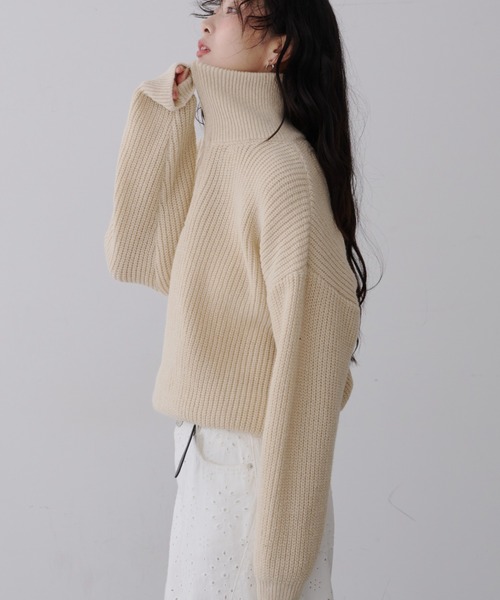 NUJOH(ヌゾ)の「Half-Zip Ribbed Knit Pullover /ハーフジップリブ ニット プルオーバー(ニット/セーター・レディース・ブラウン/ベージュ/チャコールグレー・FREE)」の20枚目の写真