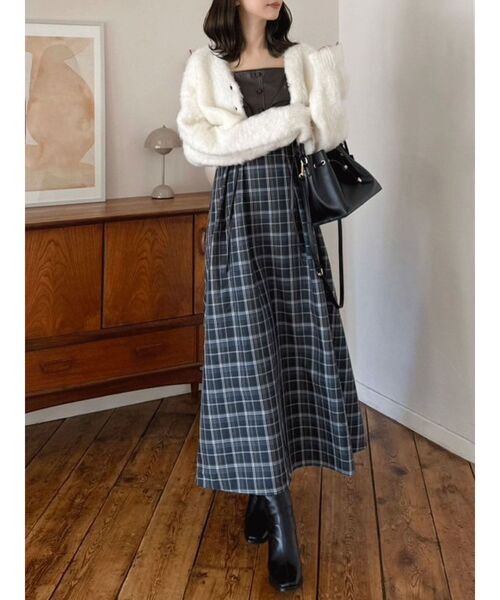 セール】フェイクレザービスチェドッキングキャミワンピース