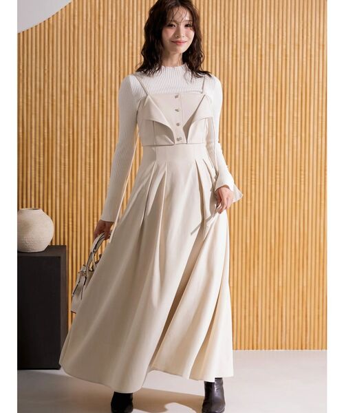 フェイクレザービスチェドッキングキャミワンピース（ワンピース