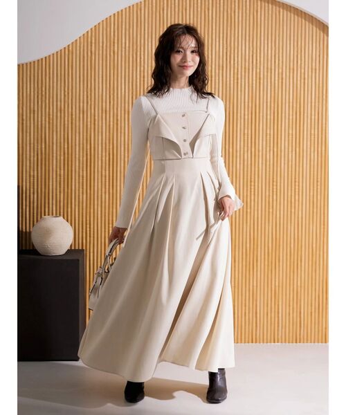 フェイクレザービスチェドッキングキャミワンピース（ワンピース