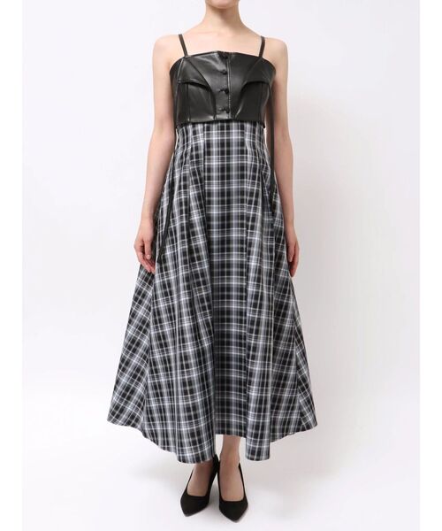 フェイクレザービスチェドッキングキャミワンピース（ワンピース