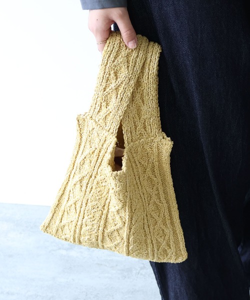 bulle de savon(ビュルデサボン)の「和紙/ポリエステル shari shari ニットbag(エコバッグ/サブバッグ・レディース・ブルー/ホワイト/イエロー・FREE)」の11枚目の写真