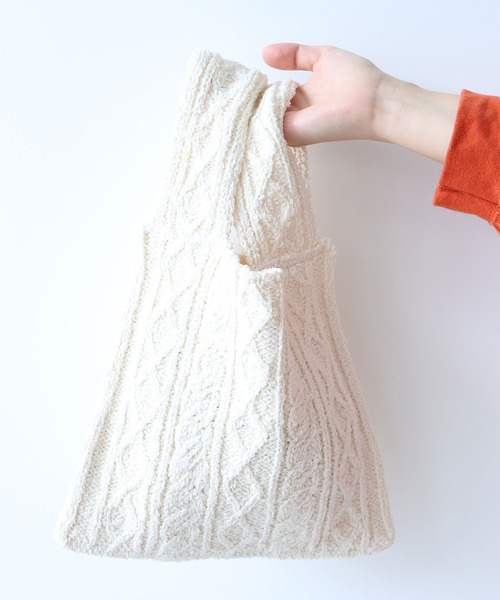 bulle de savon(ビュルデサボン)の「和紙/ポリエステル shari shari ニットbag(エコバッグ/サブバッグ・レディース・ブルー/ホワイト/イエロー・FREE)」の10枚目の写真