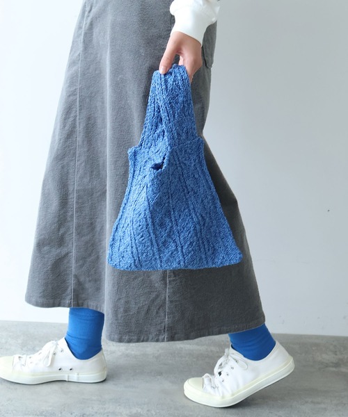 bulle de savon(ビュルデサボン)の「和紙/ポリエステル shari shari ニットbag(エコバッグ/サブバッグ・レディース・ブルー/ホワイト/イエロー・FREE)」の14枚目の写真