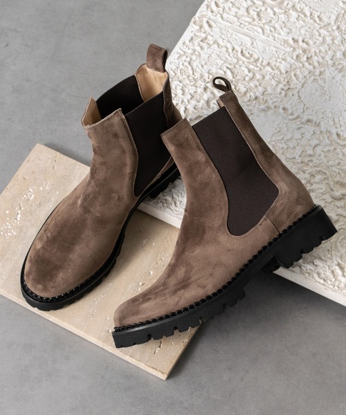 FABIO RUSCONI（ファビオルスコーニ）の「【FABIO RUSCONI】ラウンドトウタンクソールサイドゴアブーツ(F53033)（ブーツ・レディース・ブラック/ベージュ系その他・38/37/36/35/39）」の2枚目の写真