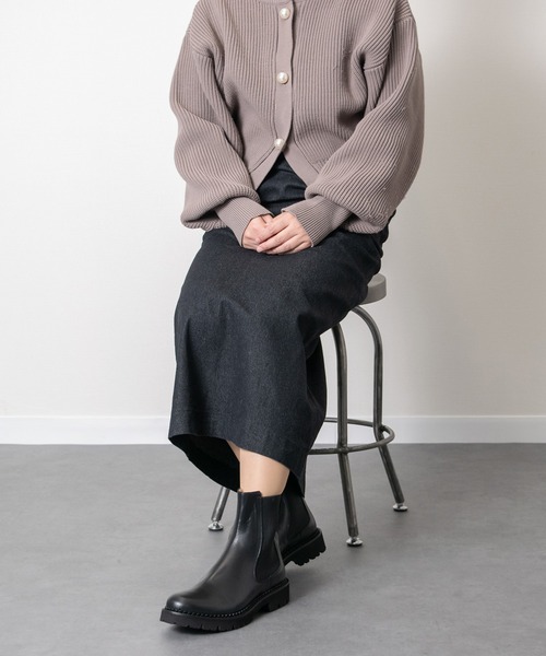 FABIO RUSCONI（ファビオルスコーニ）の「【FABIO RUSCONI】ラウンドトウタンクソールサイドゴアブーツ(F53033)（ブーツ・レディース・ブラック/ベージュ系その他・38/37/36/35/39）」の9枚目の写真