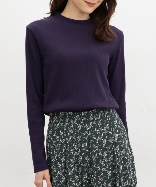 Honeys(ハニーズ)の「ジャカードハイネックT(Tシャツ/カットソー・レディース・ボルドー/グリーン/オフホワイト/モカ/パープル/イエロー/ブラック・S/M/LL/L)」の5枚目の写真