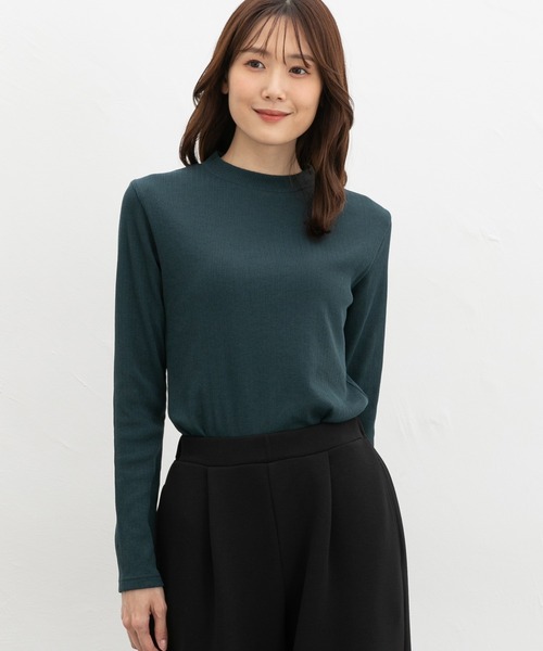 Honeys(ハニーズ)の「ジャカードハイネックT(Tシャツ/カットソー・レディース・ボルドー/グリーン/オフホワイト/モカ/パープル/イエロー/ブラック・S/M/LL/L)」の4枚目の写真