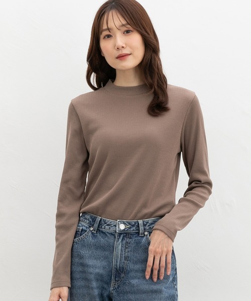 Honeys(ハニーズ)の「ジャカードハイネックT(Tシャツ/カットソー・レディース・ボルドー/グリーン/オフホワイト/モカ/パープル/イエロー/ブラック・S/M/LL/L)」の3枚目の写真