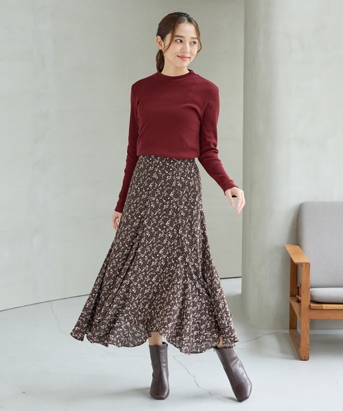 Honeys(ハニーズ)の「ジャカードハイネックT(Tシャツ/カットソー・レディース・ボルドー/グリーン/オフホワイト/モカ/パープル/イエロー/ブラック・S/M/LL/L)」の22枚目の写真