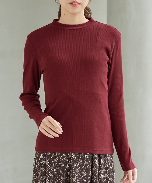 Honeys(ハニーズ)の「ジャカードハイネックT(Tシャツ/カットソー・レディース・ボルドー/グリーン/オフホワイト/モカ/パープル/イエロー/ブラック・S/M/LL/L)」の8枚目の写真